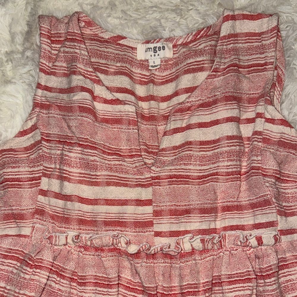 Umgee Red and White Striped Blouse